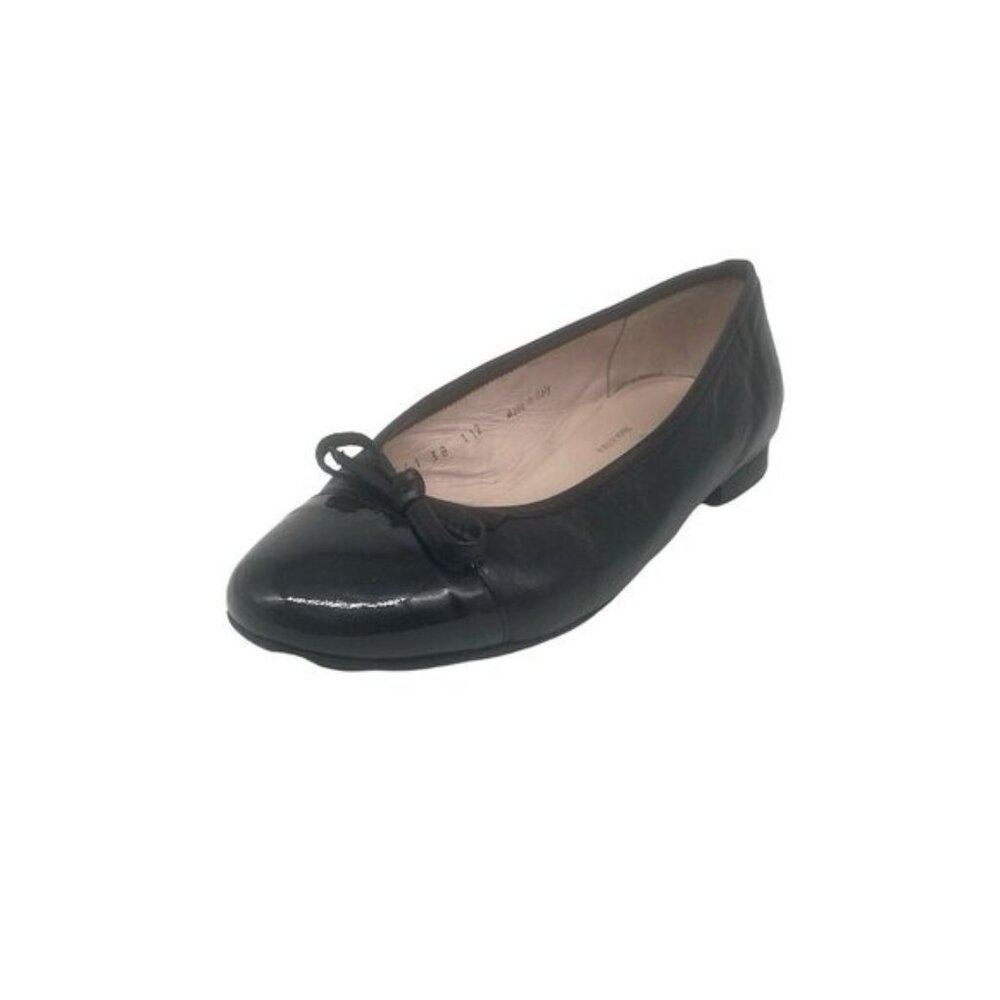 Italian Ballet Flats: Ferca 81 Black Leather Bow Shoes Parisian French Size 38 7
